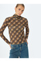 Long Sleeve Stand Collar Plaid Blouse
