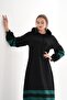Women's Two-Strap Striped Balloon Sleeve Sports Dress Emerald - 7