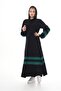 Women's Two-Strap Striped Balloon Sleeve Sports Dress Emerald - 3