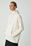 Carly Women's Fleece Inside Soft Hooded Kangaroo Pocket Oversize Fit Ecru Sweatshirt - 3