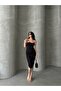 Square Neck Draped Thin Strap Dress - 5