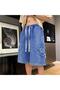 Navy Blue Star Streetwear Denim Short Shorts - 3