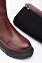 812-305 Claret Red Women's Casual Boots with Back Stretch Zipper - 5