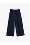 Pocket Detailed Elastic Waist Viscose Blended Wide Leg Trousers