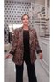 Plus Size Single Button Leopard Print Lined Blazer Jacket - 8