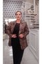 Plus Size Single Button Leopard Print Lined Blazer Jacket - 2