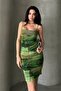 Strappy Drawstring Detail Square Neck Tulle Dress