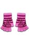 Pink Fuchsia Striped Cut Finger Unisex Gloves - 3