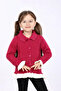 Girl's Regular Fit Shirt Collar Buttoned Cardigan