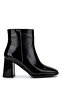 Women's Genuine Leather Black Patent Leather Heeled Boots