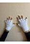 White Beard Drawstring Mohair Fingers Cut Out Gloves - Fingerless Gloves - Gift - New Year New Year - 3