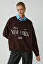 Petrabb Women's Soft Comfortable Knitted Burgundy Sweatshirt with Fleece Inside and Embroidered Front, Plus Size