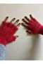 Red Color Plush Cut Finger Gloves - Fingerless Gloves - Gift - New Year New Year - 6