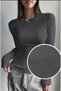 Autumn, Anthracite Slim Fit Long Sleeve Bodysuit with Fleece Inside for Winter Body123