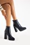 Women's Genuine Leather Platform Boots Navy Blue