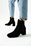 Black Leather Waterproof Heeled Winter Boots - Women's Heat-Retaining Comfortable Boot Models