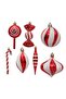 Candy - Ball and Walking Stick Silvery Striped Christmas Tree Ornament Set 14 Pieces