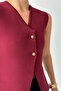 Women's Plum Gold Button Plain Knit Top Vest - 2