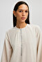 LINEN TEXTURED DRESS WITH FLUFFY SKIRT - 5