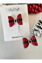 Red Color New Year's Special Designed Sequined Bow 2-Piece Clip Buckle