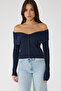 Open Shoulder Button Detailed Knitwear Top