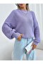 Liliowy damski sweter oversize - 3