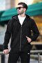 Men's Black Hooded Zippered Cardigan 7070 - 2