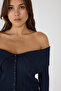 Open Shoulder Button Detailed Knitwear Top - 3