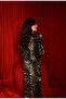 High Neck Slim Fit Padded Black Gold Sequin Embellished Lined Premium Maxi Long Dress - 3