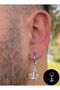 Men's Steel Ring Dangle Anchor Earrings Rust No Darkening - 7