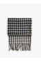Houndstooth Patterned Scarf with Tassels - 2
