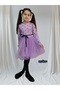 Baby Girl Child Princess Fluffy Tutu Dress Polka Dot Long Sleeve Flexible Lycra Lilac - 4