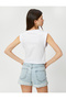 Crop Tank Top Draped Crew Neck Cotton - 4