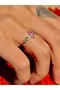 Crystal Colored Stone Adjustable Women's Ring - 3