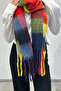 Angora Texture Color Block Thick Fringe Detailed Ultra Premium Soft Touch Viral Pinterest Scarf(220 X 40 cm) - 3