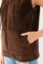 Women's Brown Hooded Sleeveless Plush Vest - 5