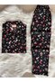 New Year's Print Suede Shirt Collar Long Sleeve Pajamas Set
