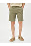 Linen Blend Bermuda Shorts with Button Pocket Detail - 3