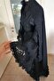 Black Satin Maternity Dressing Gown and Shawl - 2
