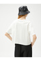 Crop T-Shirt Printed Crew Neck Short Sleeve Cotton - 4