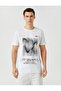 Slogan Printed T-Shirt Geometric Detailed Crew Neck Slim Cut - 3