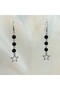 Black Pearl Beaded Star Earring Set - Pearl Detail Aesthetic Y2K Fairycore Dangle Star Earrings - 3