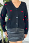 Black Heart Embroidered Knitwear Cardigan - 3