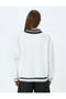 V-Neck Ribbed College Printed Raised Oversize Sweatshirt - 4