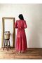 Modest Red Floral Print Tiered Poplin Dress - 3