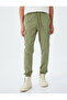 Cotton Cargo Pocket Detailed Jogger Pants with High Waist Lace-Up Waist - 3