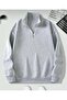 2-Piece Unisex Stand Collar Zippered Oversize Sweatshirt - 4