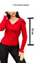 Biscuit Women's Turn-Down Collar Ribbed Lycra Knitwear Blouse - 8