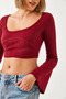 Women's Burgundy Crop Blouse 60351286 - 5