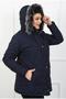 Women's Navy Blue Crinkle Fabric Wool Inside Plus Size Coat - 2